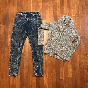 Sz 7 H & G Acid Washed Denim Jeans D1002